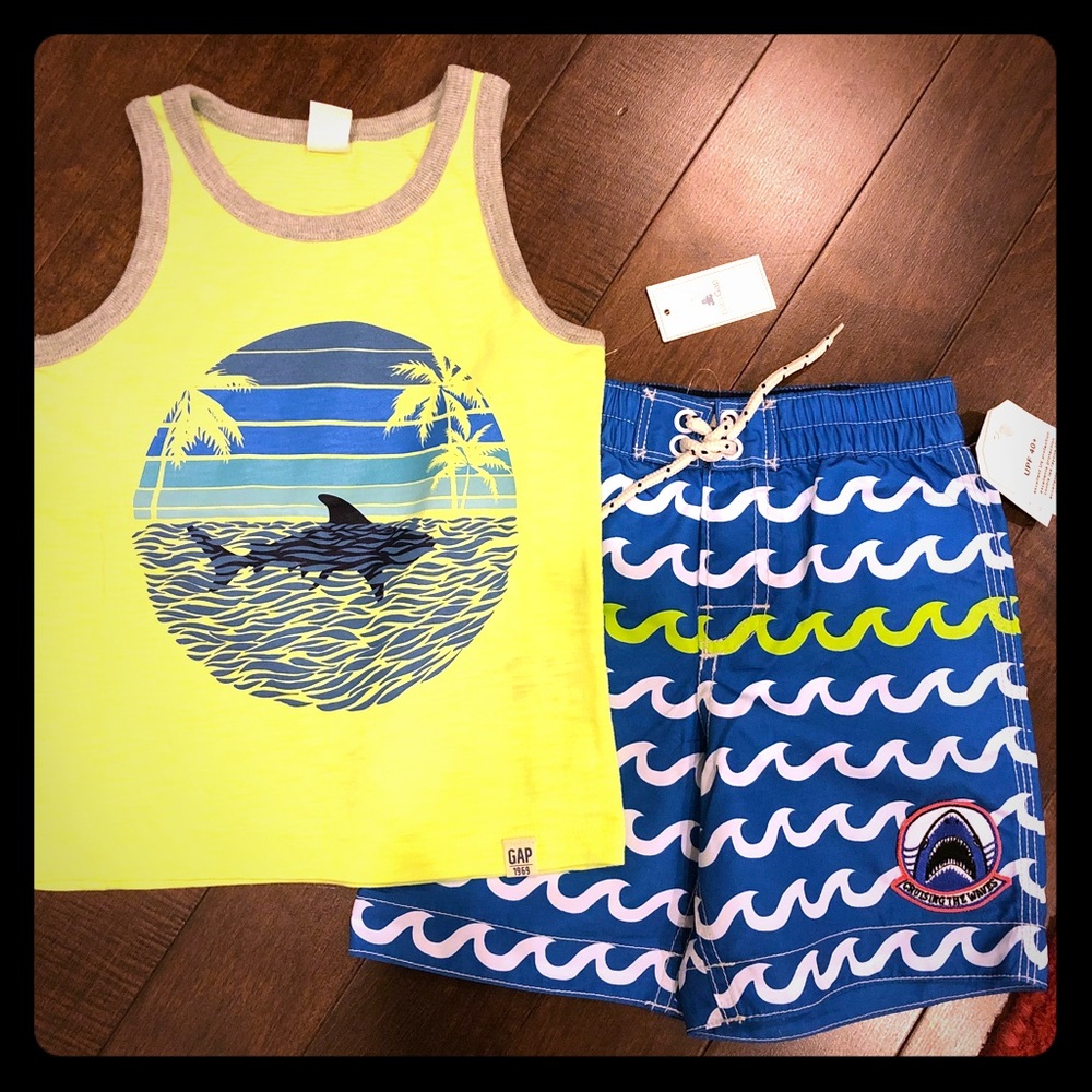 NWT: Toddler Boys swim trunks and tank